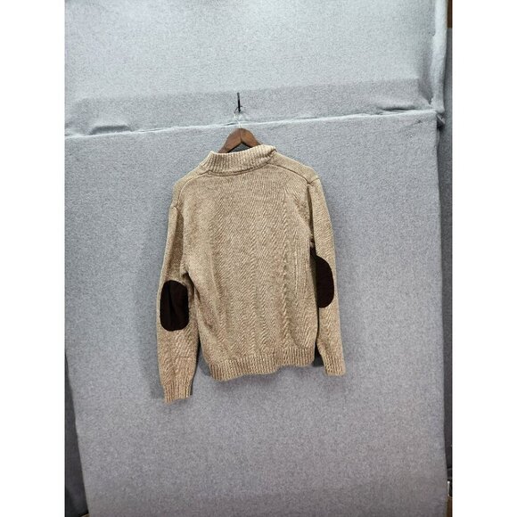 Chaps Mens Beige Knit Sweater L/G 100% Cotton Long Sleeve Pullover With Buttoned - Picture 4 of 4